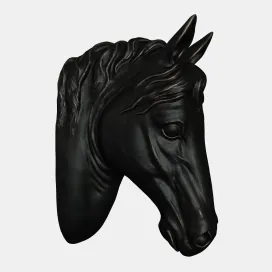 Large black horse head wall sculpture